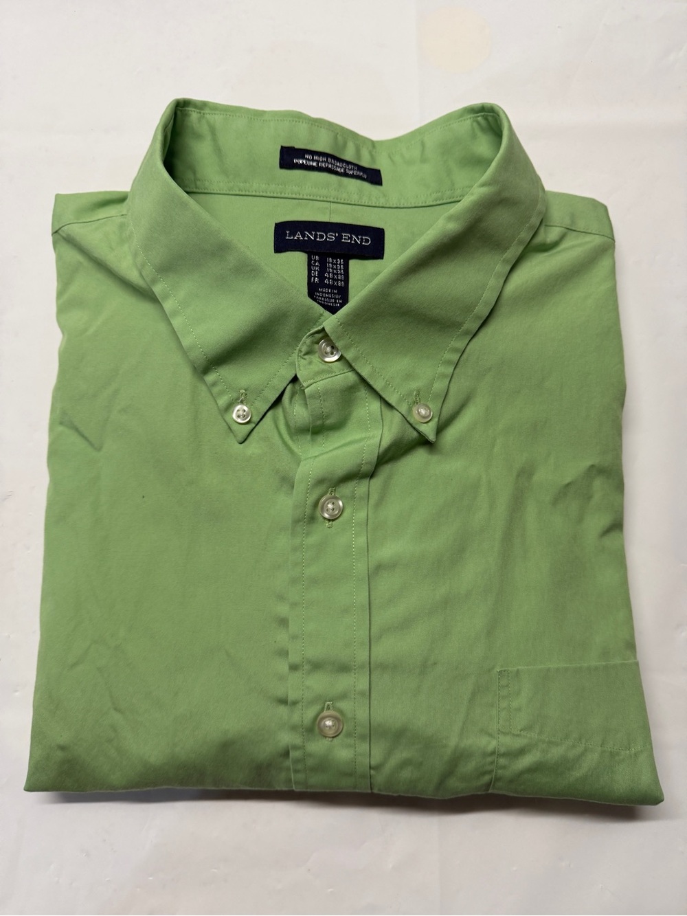 Lands' End Men's Light Green Button-Down Shirt 18/35